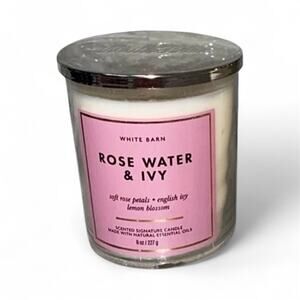 8oz Bath Body Works Scented Candle Jar Rosewater & Ivy